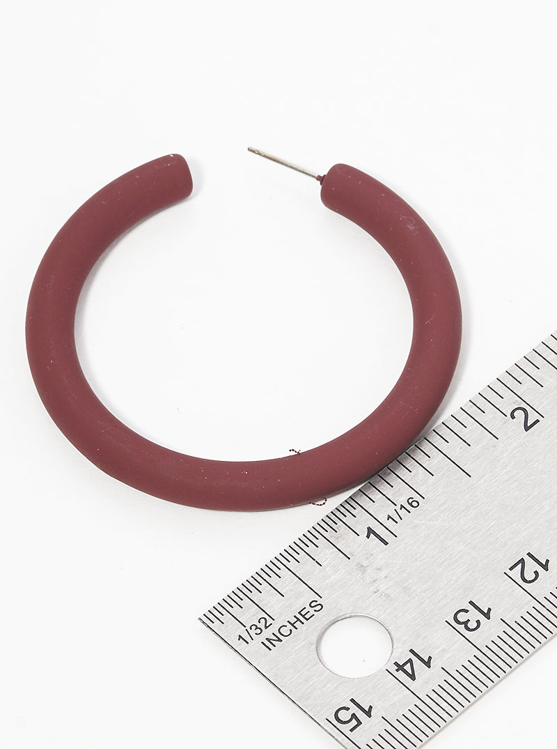 50mm Rubber Coated Resin Hollow Open Hoop Earrings