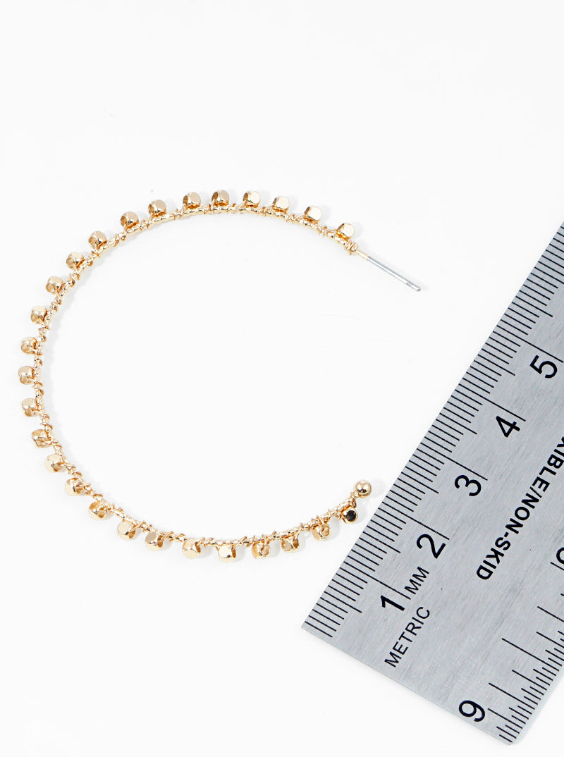 50mm Tiny Metallic Bead Wrie Wrapped Delicate Open Hoop Earrings