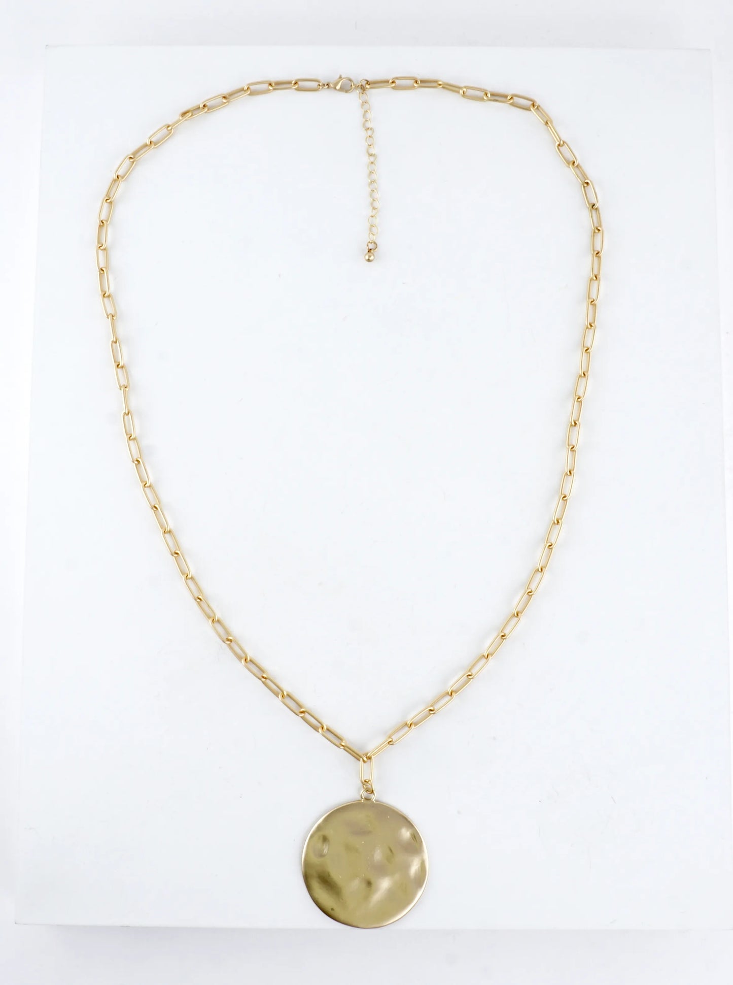 Hammered Medallion Pendant Long Necklace