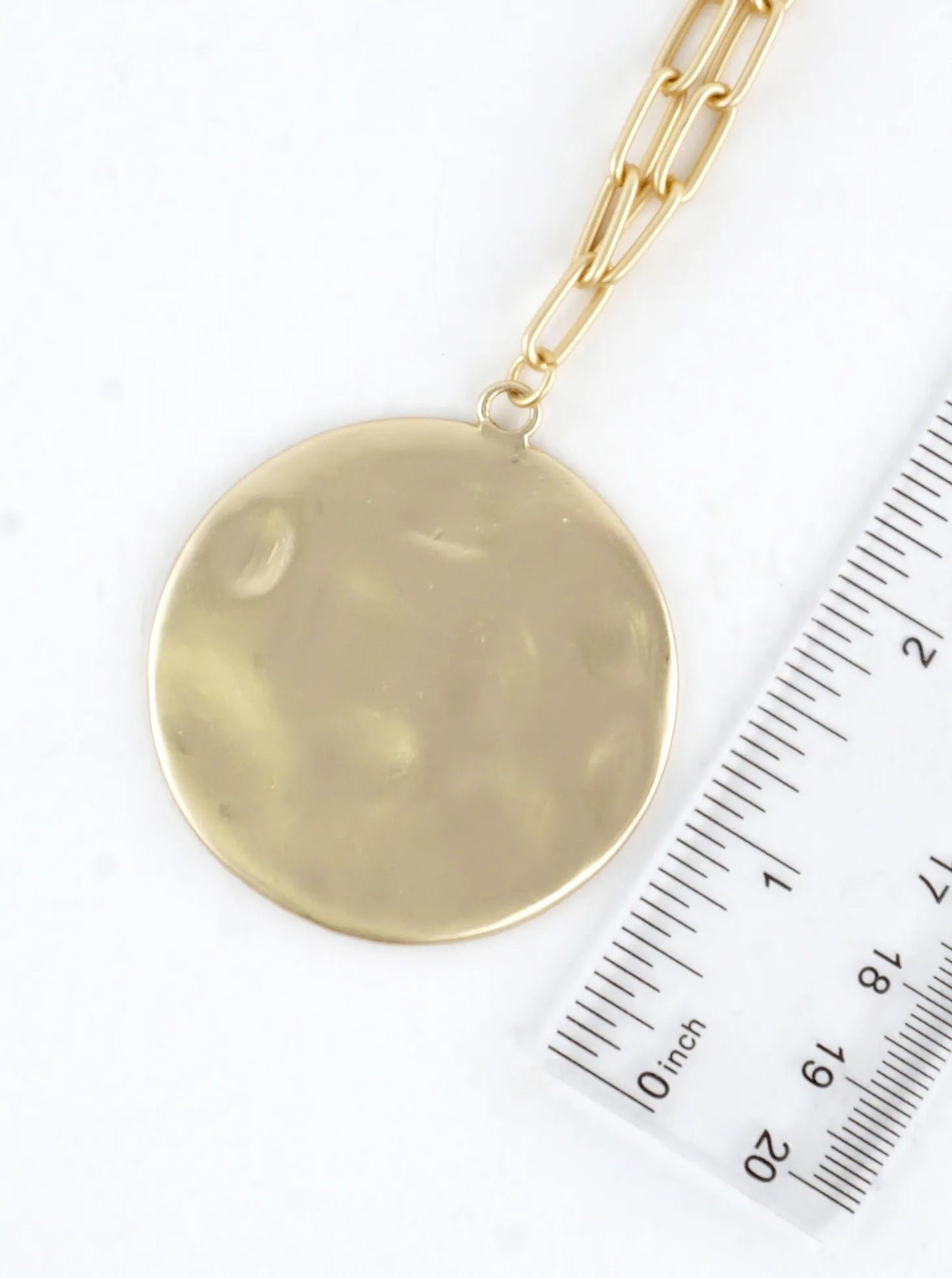 Hammered Medallion Pendant Long Necklace