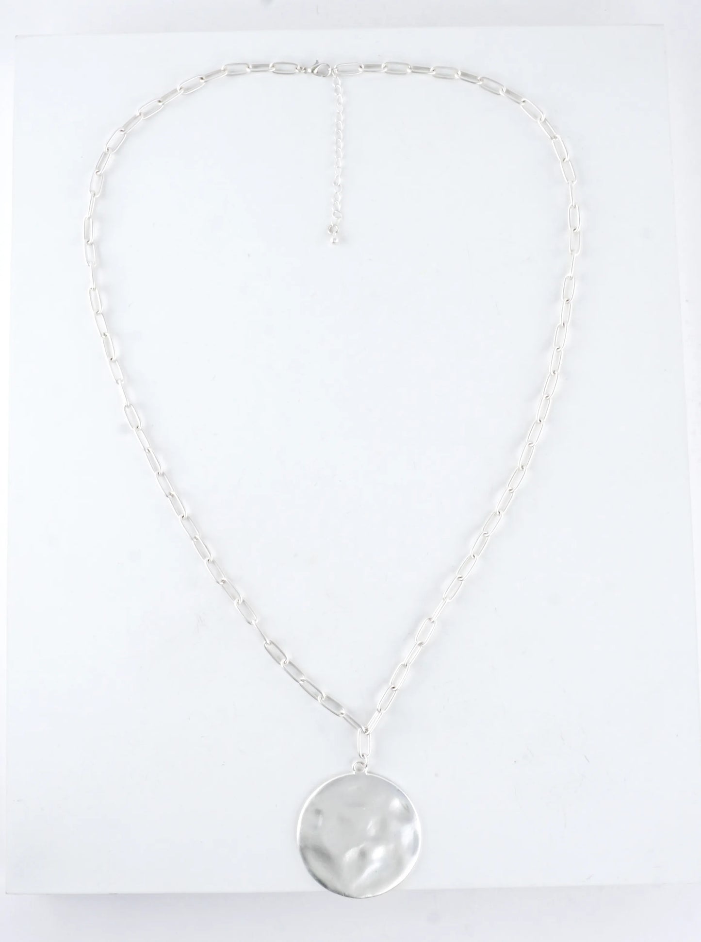 Hammered Medallion Pendant Long Necklace