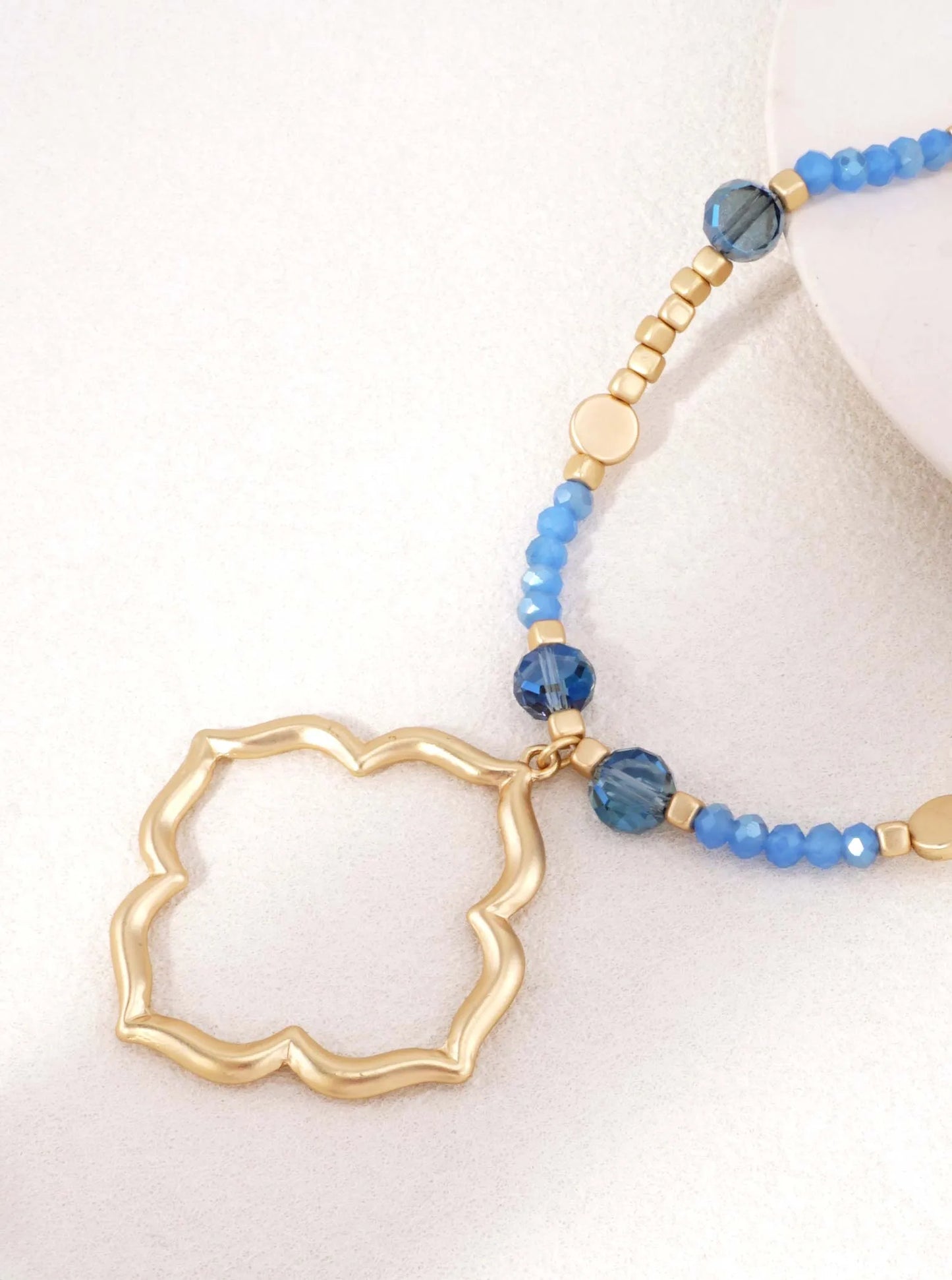 Beaded Quatrefoil Pendant Necklace