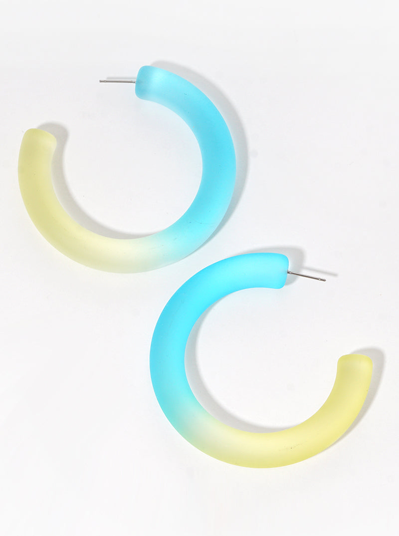 55mm Dual-Tone Resin Statement Hoop Earrings