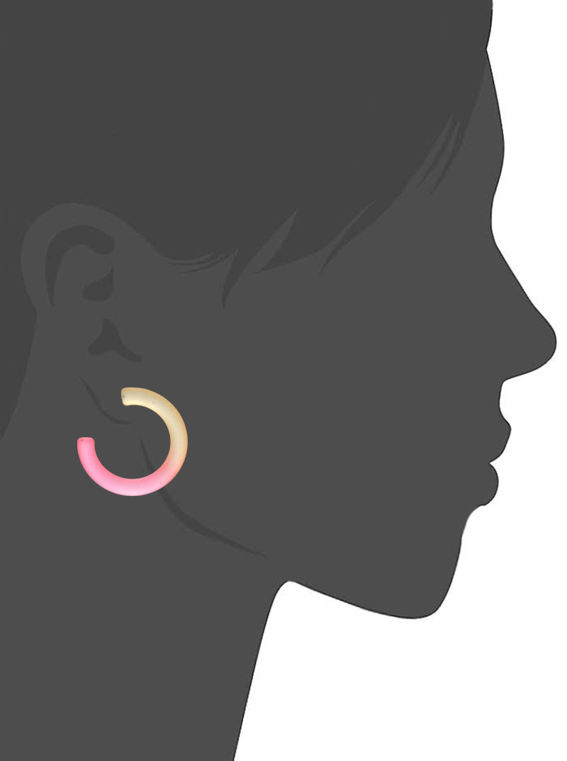 55mm Dual-Tone Resin Statement Hoop Earrings