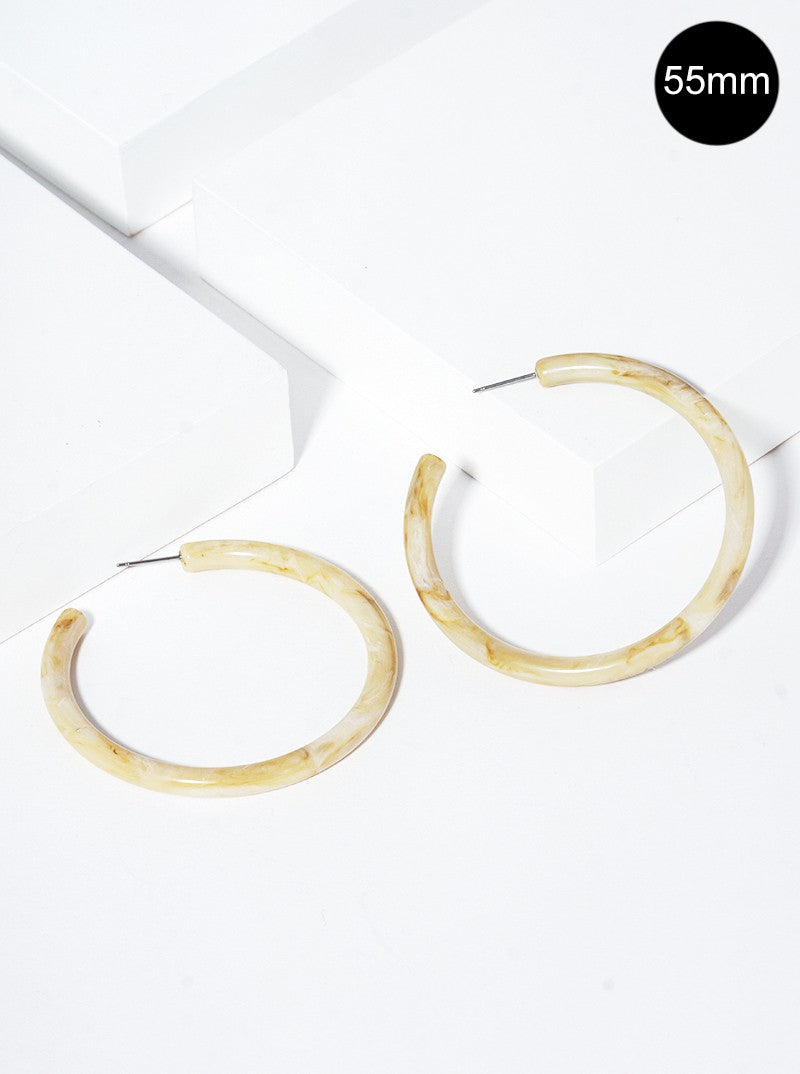 55mm Marbled Resin Hoop Earrings