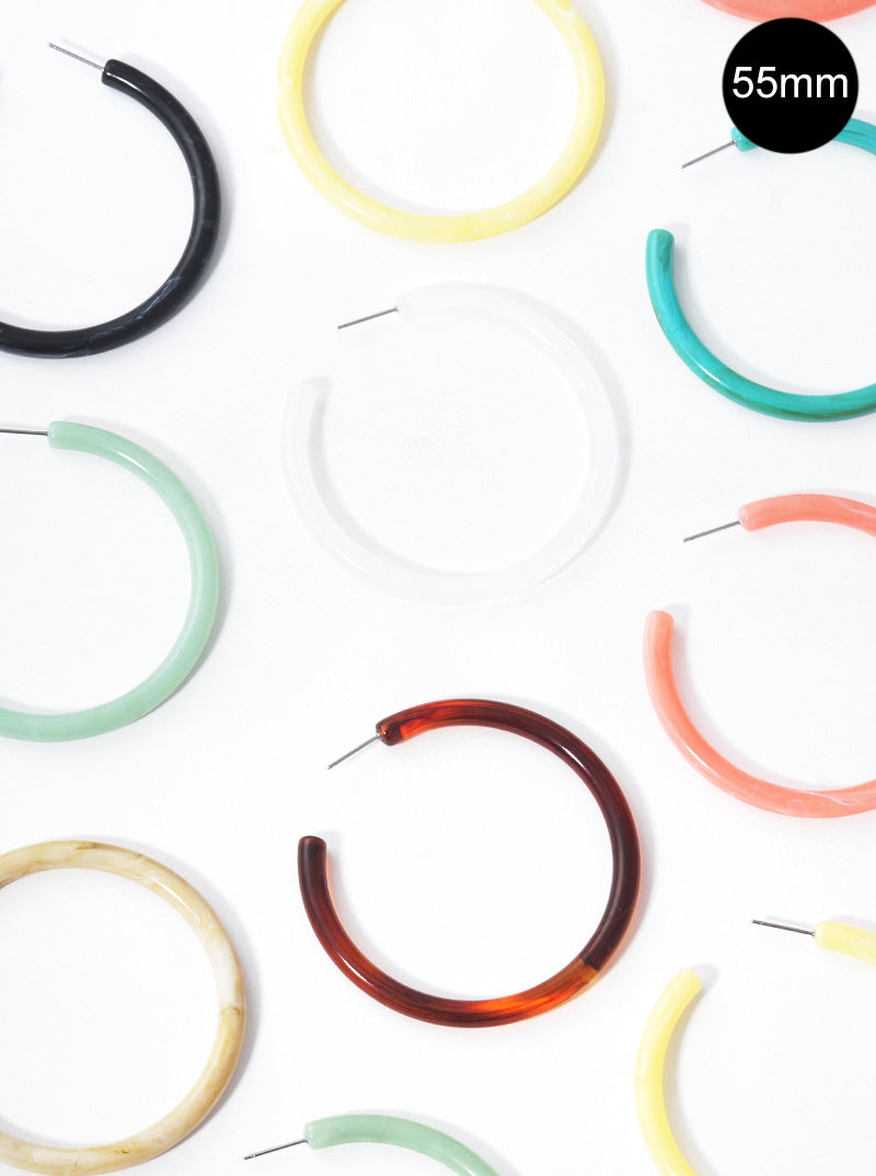 55mm Marbled Resin Hoop Earrings