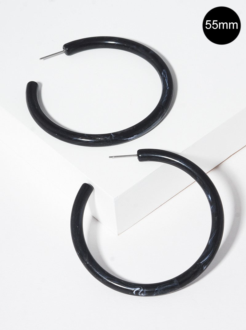 55mm Marbled Resin Hoop Earrings