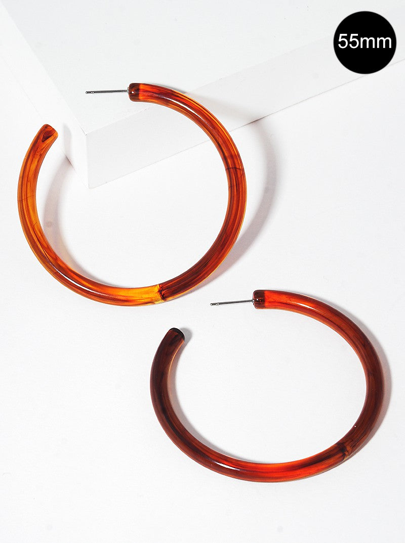 55mm Marbled Resin Hoop Earrings
