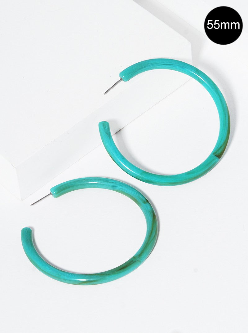55mm Marbled Resin Hoop Earrings