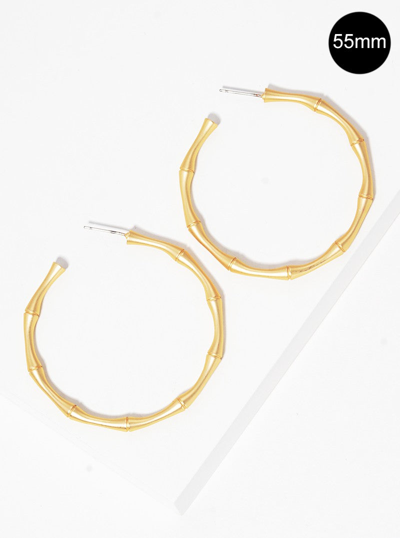 55mm Nature-Inspired Twig Metal Open Hoop Earrings