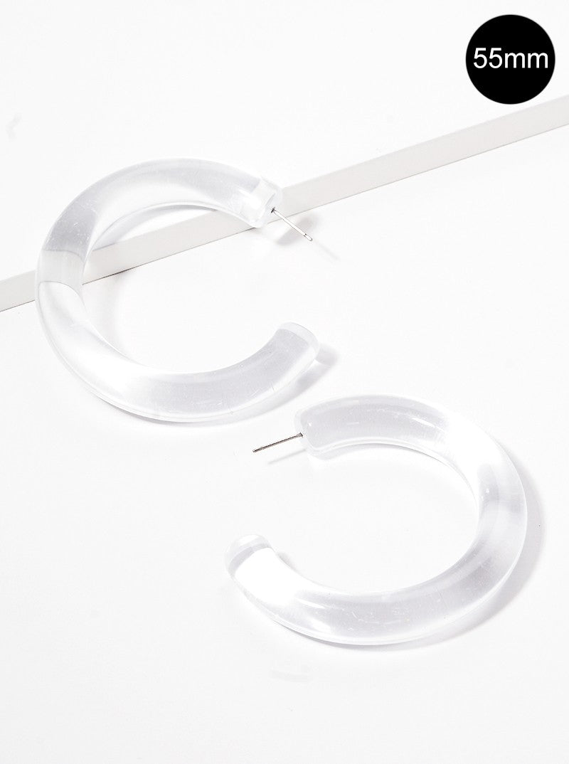 55mm Resin Color Open Hoop Earrings