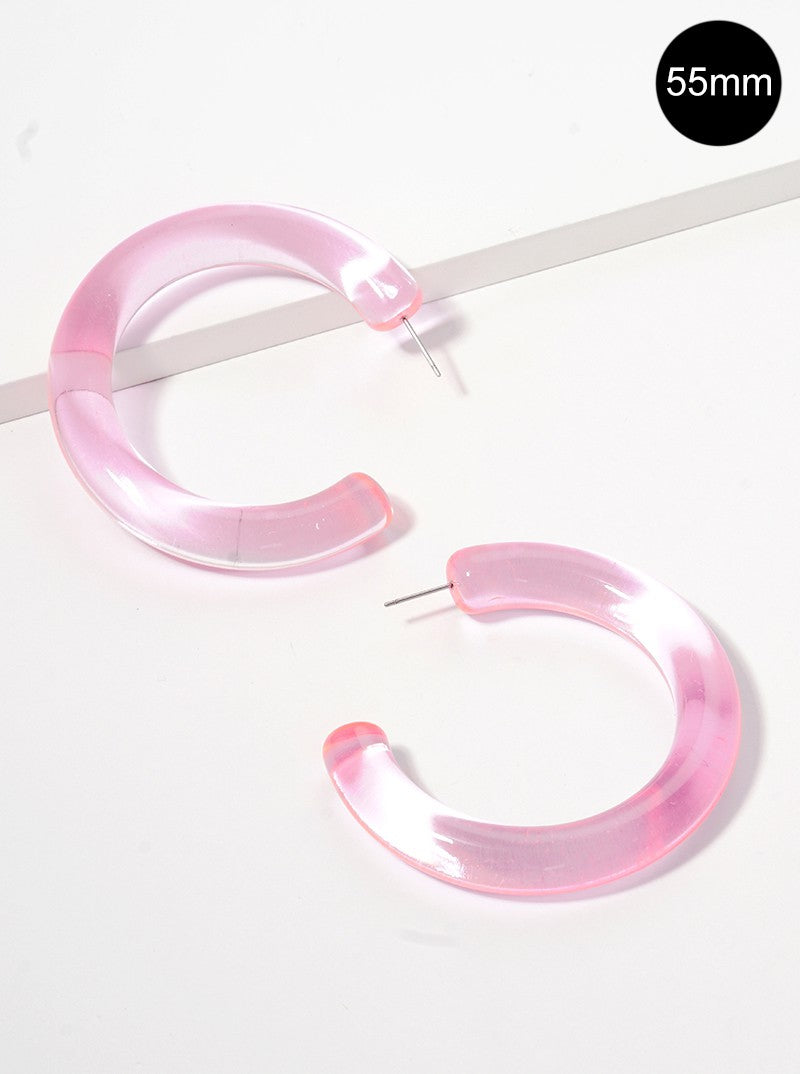 55mm Resin Color Open Hoop Earrings