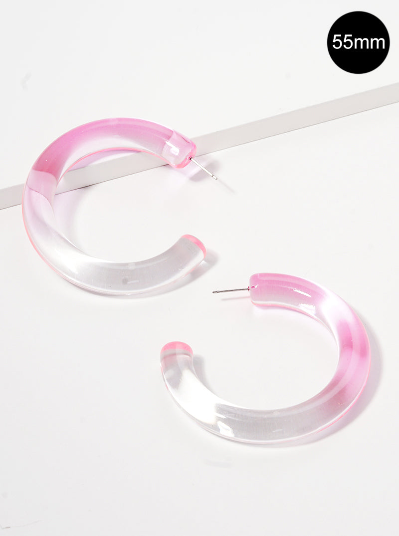 55mm Resin Color Open Hoop Earrings