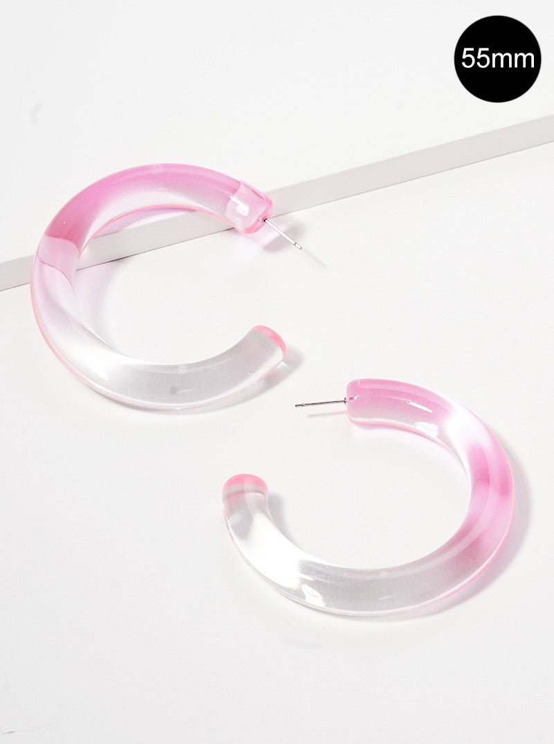 55mm Resin Color Open Hoop Earrings