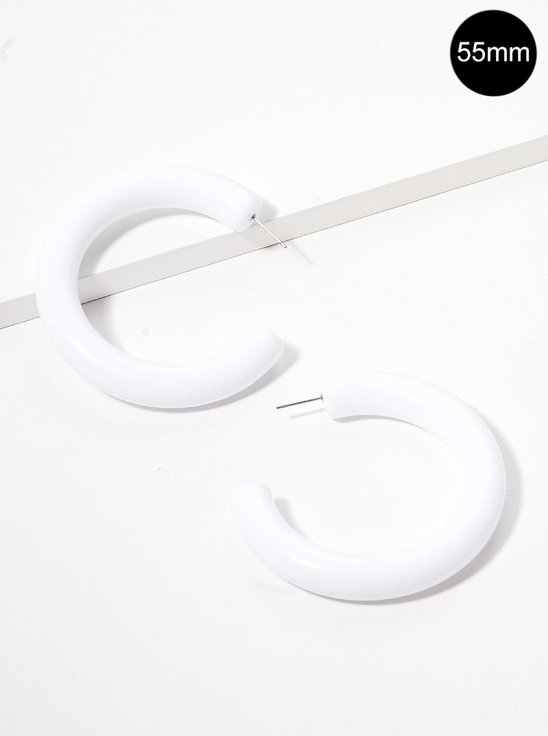 55mm Resin Color Open Hoop Earrings