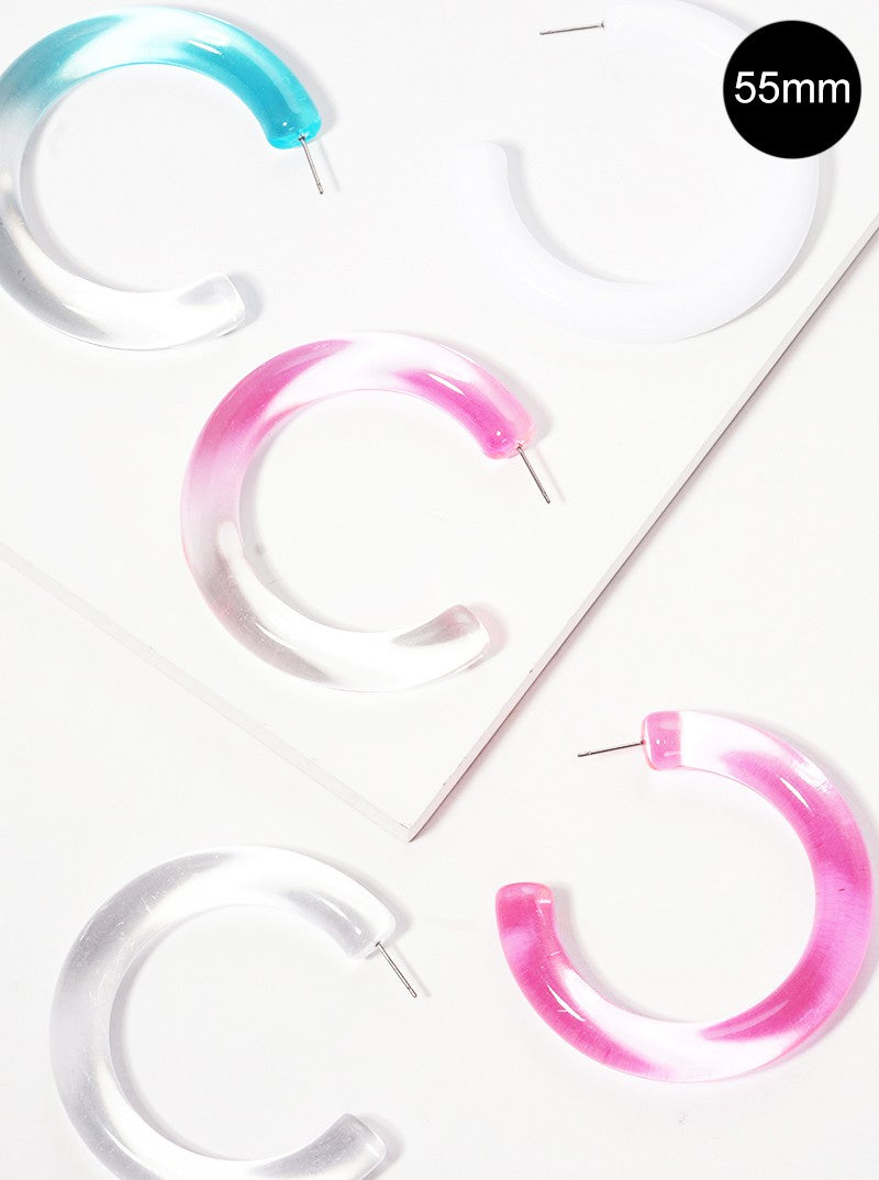 55mm Resin Color Open Hoop Earrings