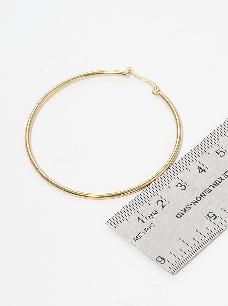 55mm Round Stainless Steel Latch Back Hoop Earrings