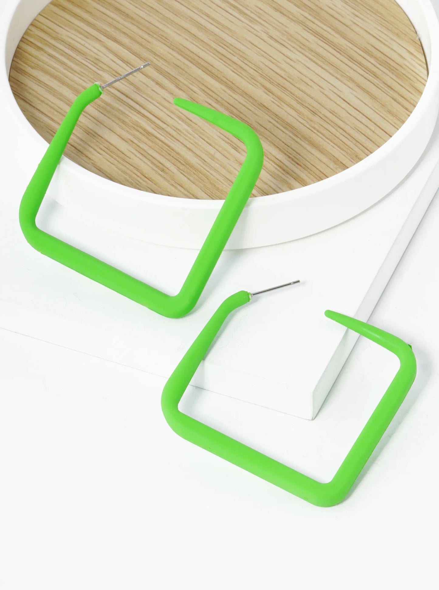 55mm Rubber Coated Rhombus Shape Hollow Hoop Earrings