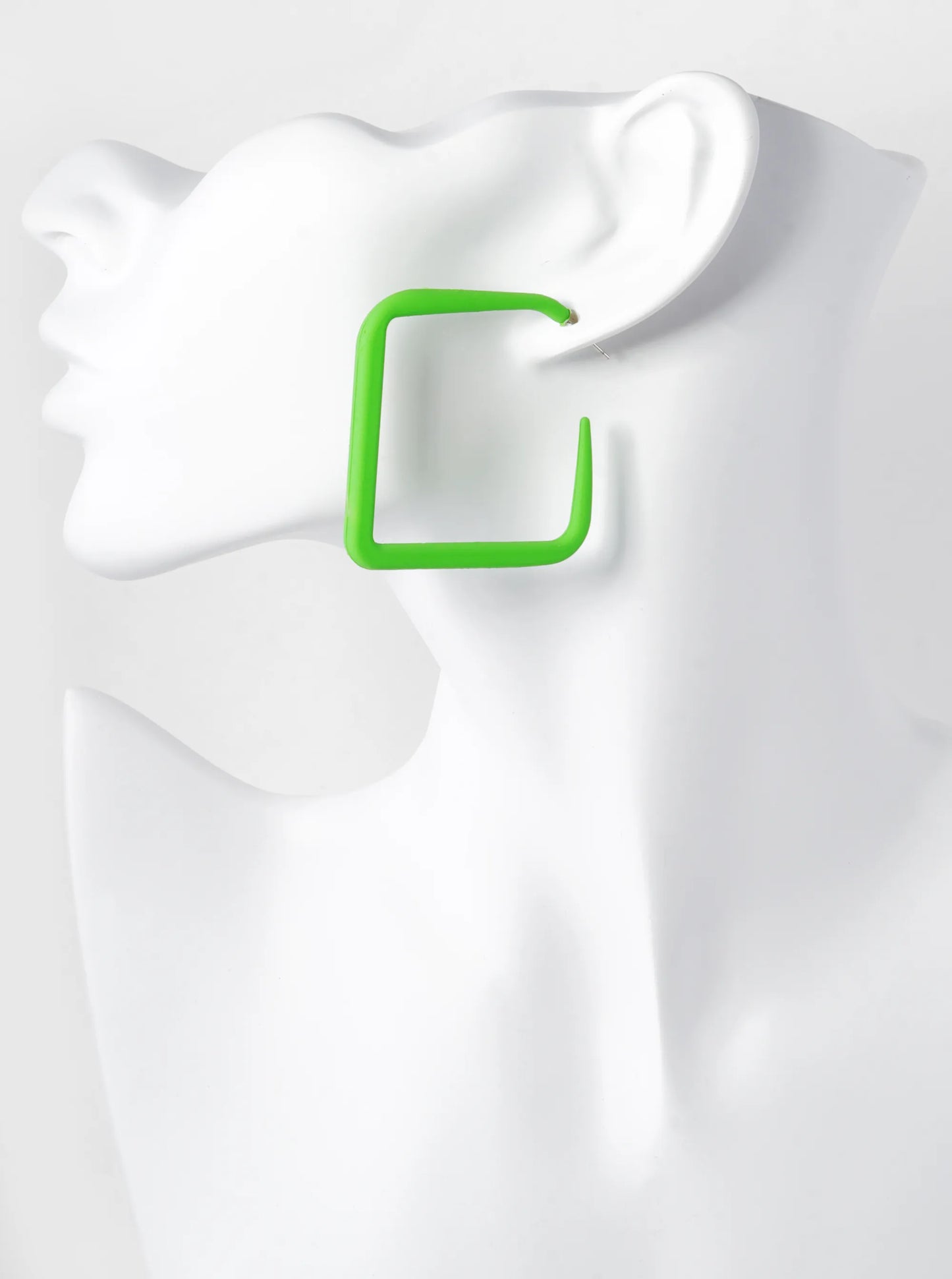 55mm Rubber Coated Rhombus Shape Hollow Hoop Earrings