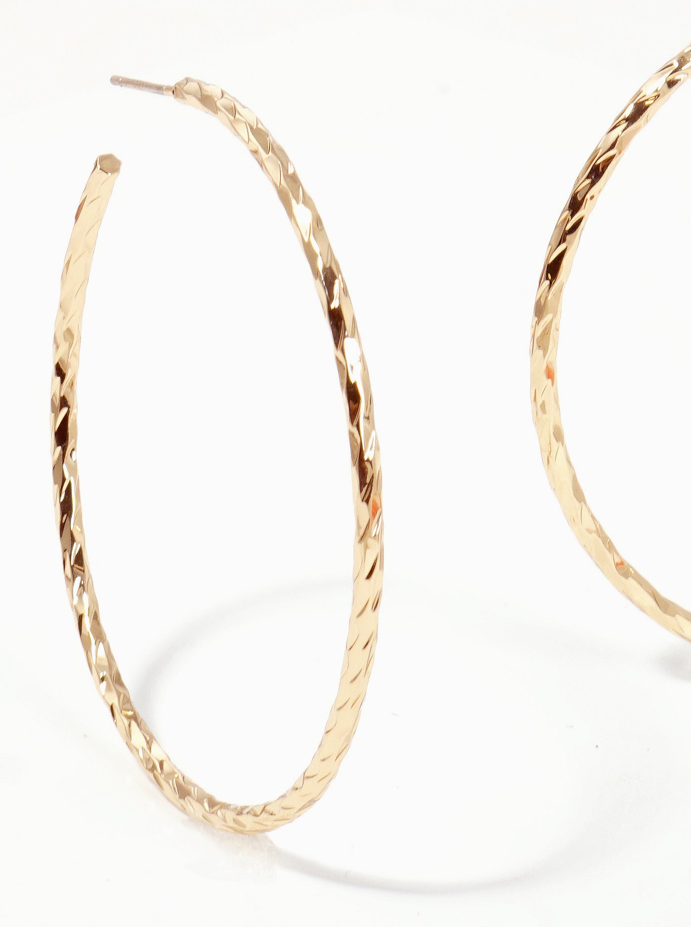 55mm Angle Cut Sterling Silver Post Open Hoop Earrings