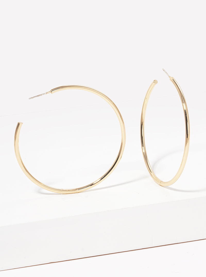 55mm Brass Hoop Sterling Silver Post