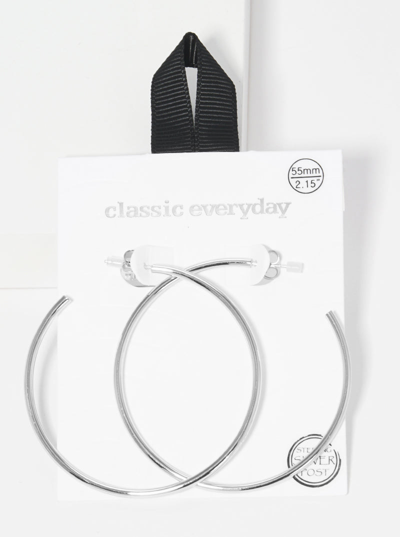 55mm Brass Hoop Sterling Silver Post