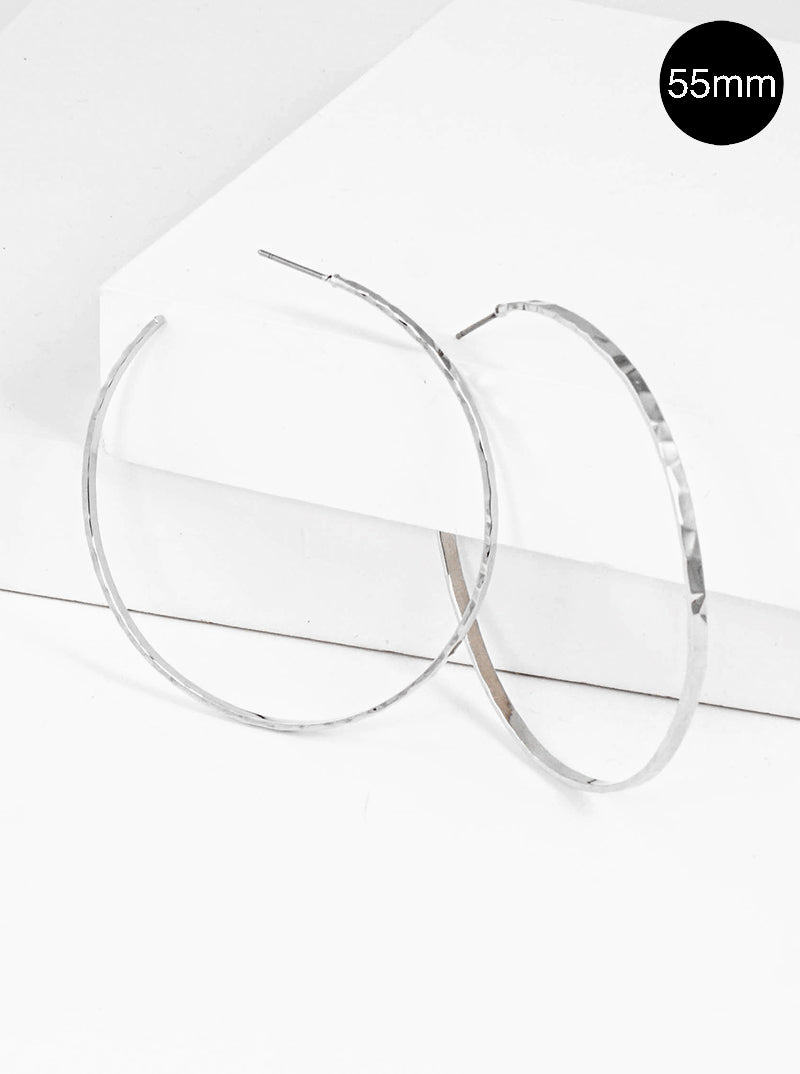 55mm Hammered Brass Delicate Hoop Earrings