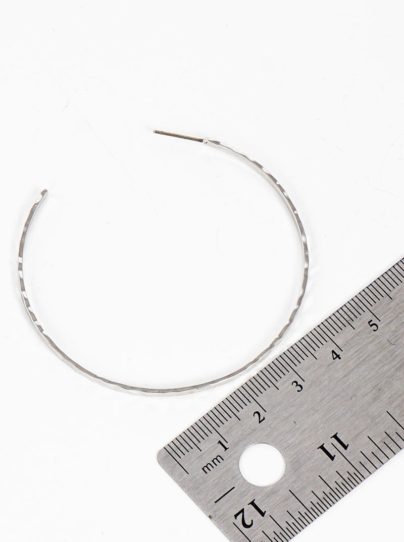 55mm Hammered Brass Delicate Hoop Earrings