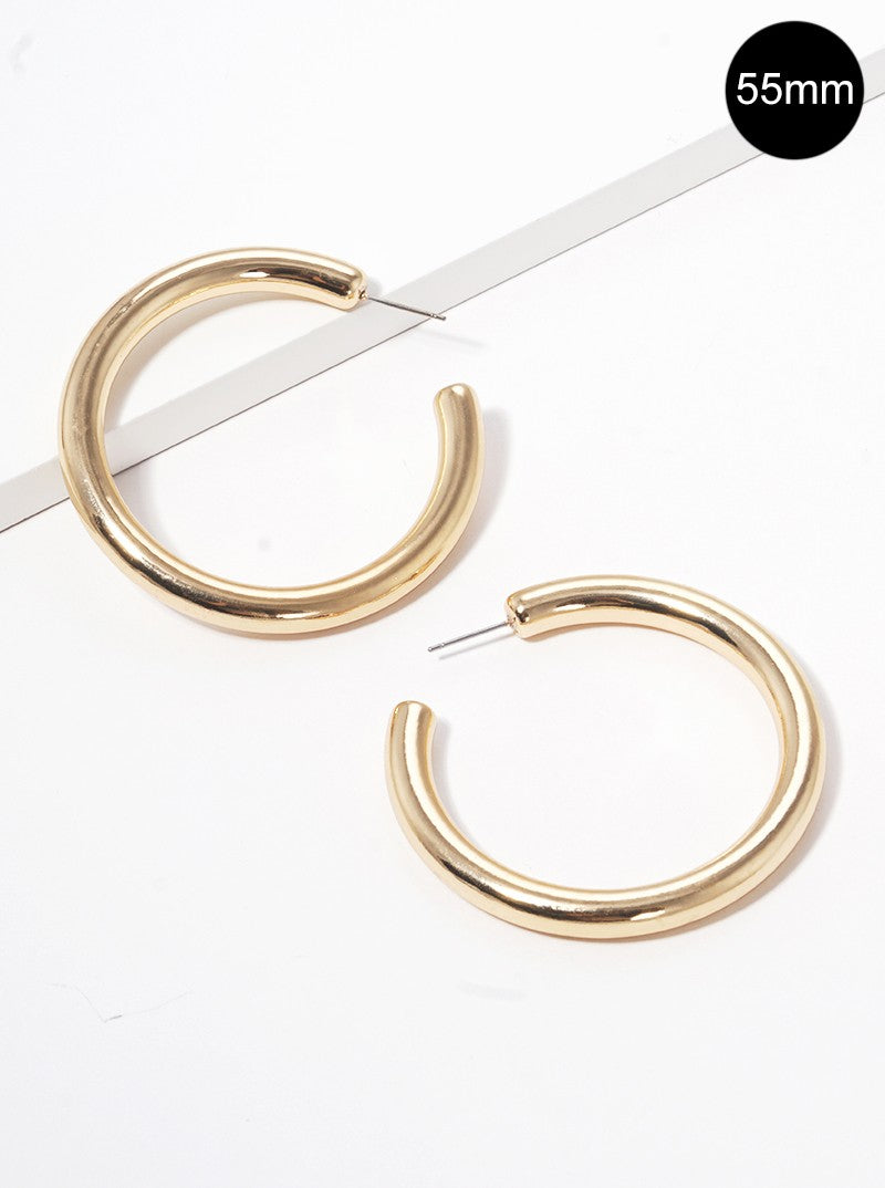 55mm Metal Plated Resin Lightweight Hollow Open Hoop Earrings