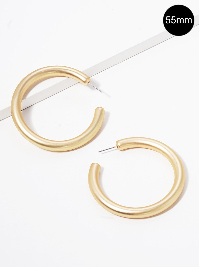 55mm Metal Plated Resin Lightweight Hollow Open Hoop Earrings