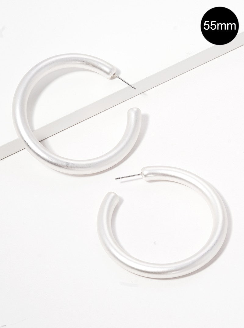 55mm Metal Plated Resin Lightweight Hollow Open Hoop Earrings