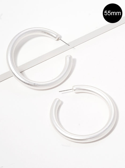 55mm Metal Plated Resin Lightweight Hollow Open Hoop Earrings