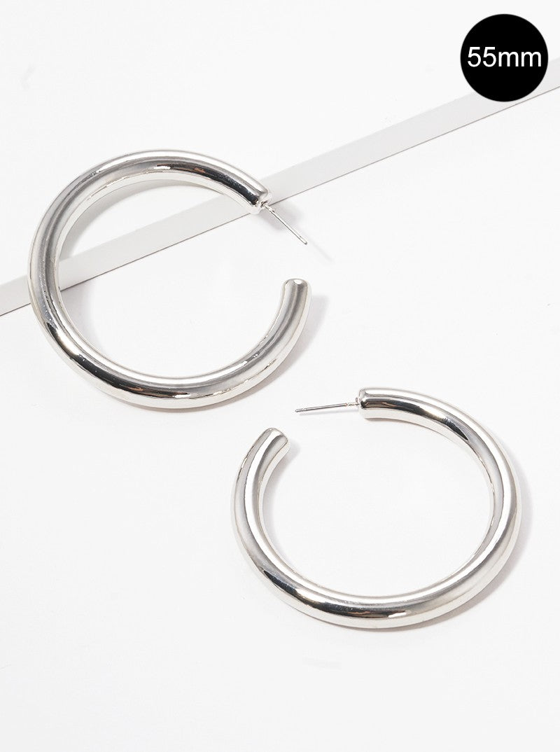 55mm Metal Plated Resin Lightweight Hollow Open Hoop Earrings