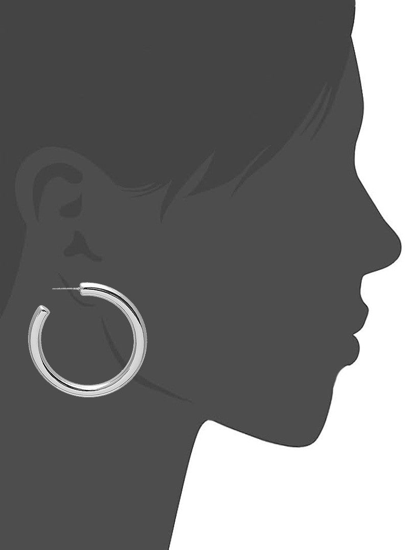 55mm Metal Plated Resin Lightweight Hollow Open Hoop Earrings