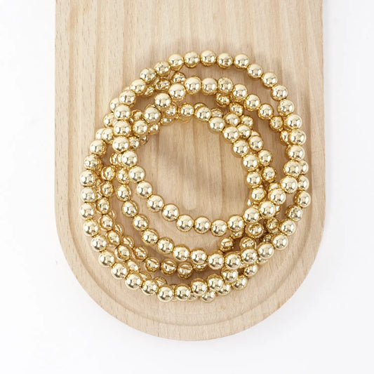 5PC 5mm Metallic Bead Stackable Stretch Bracelet