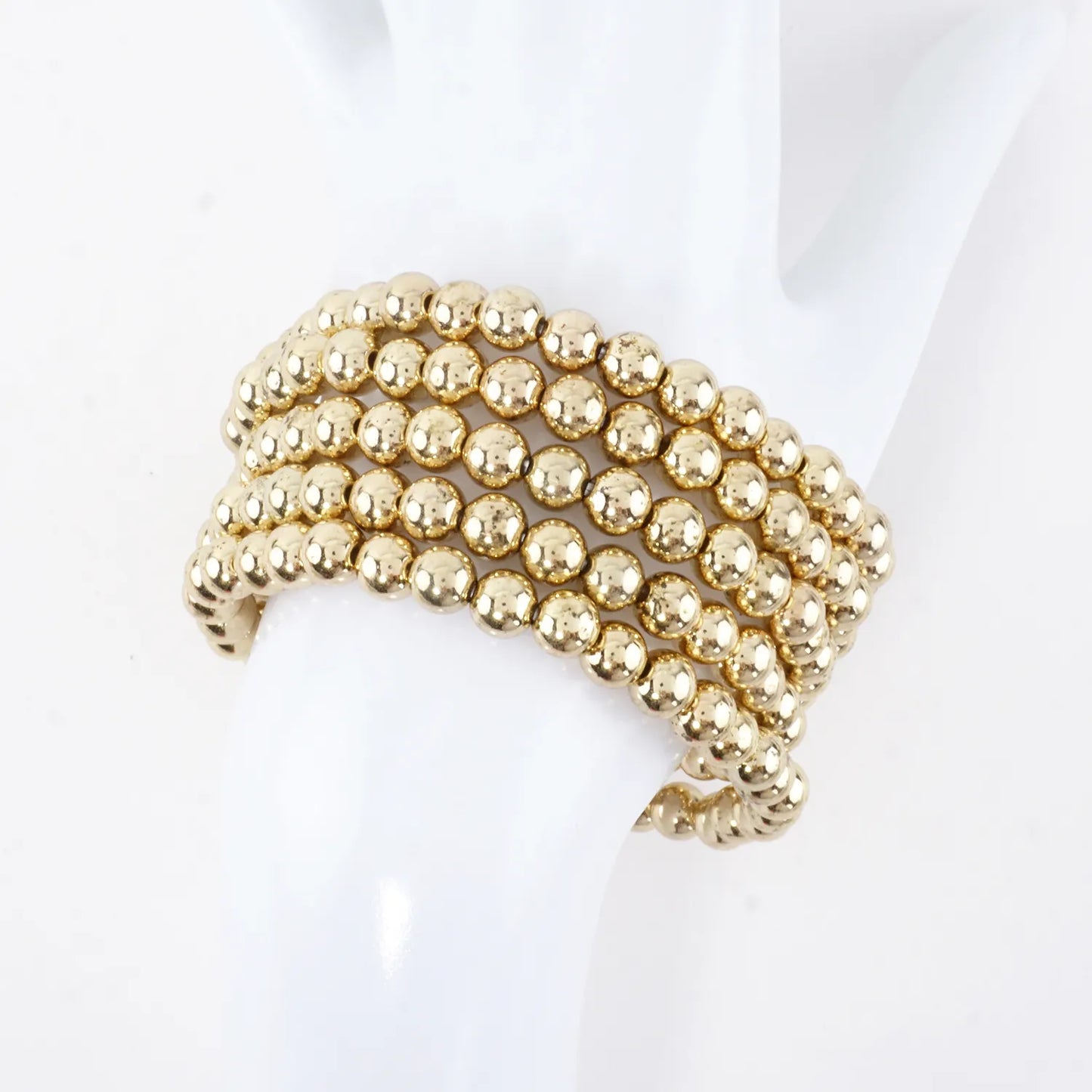 5PC 5mm Metallic Bead Stackable Stretch Bracelet