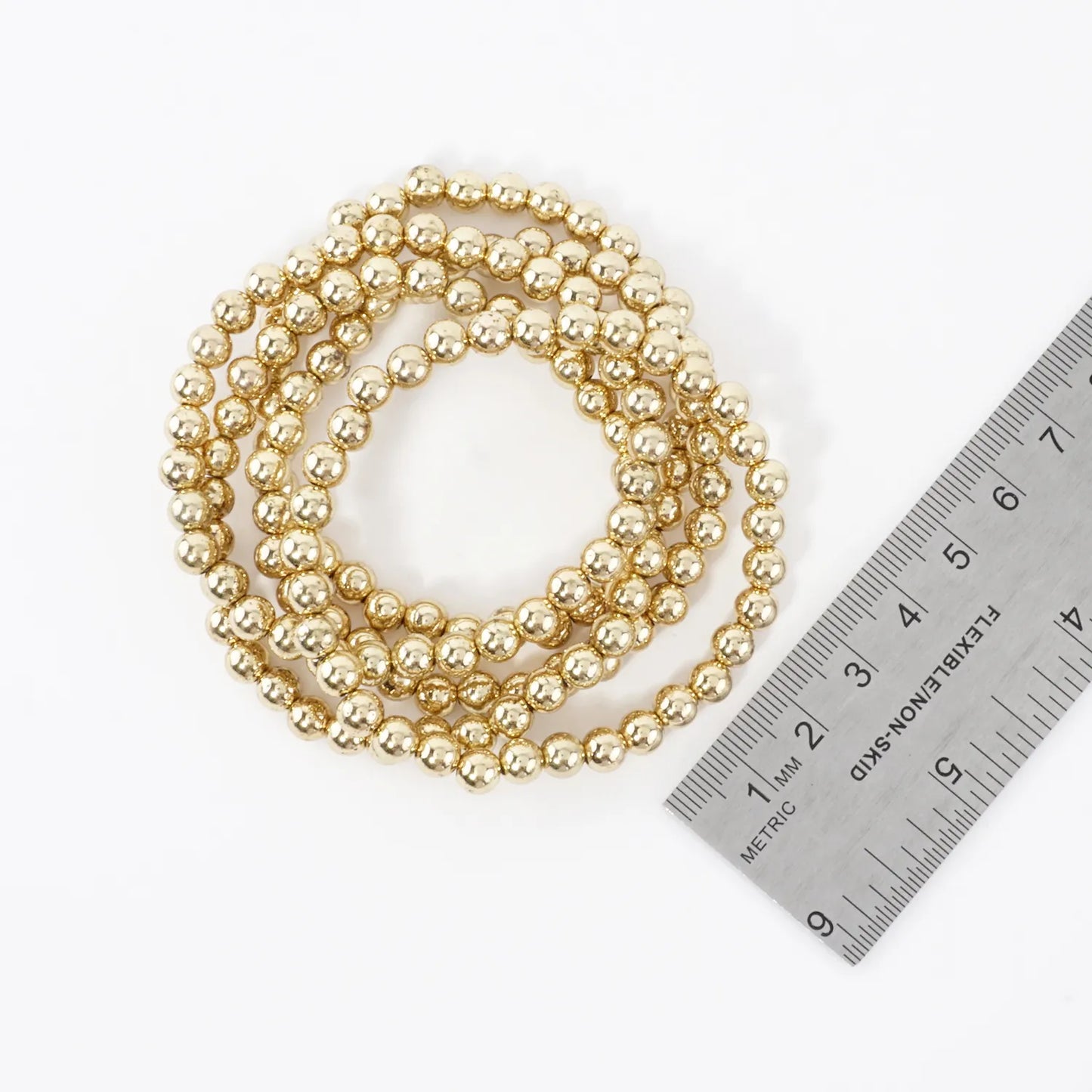 5PC 5mm Metallic Bead Stackable Stretch Bracelet
