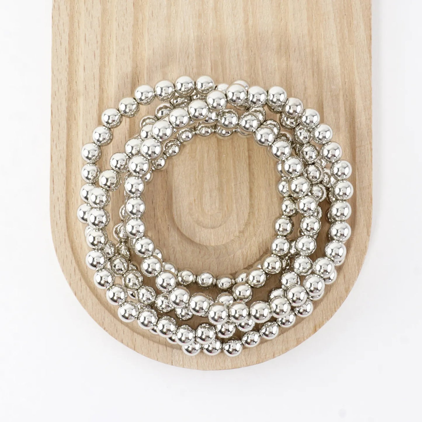 5PC 5mm Metallic Bead Stackable Stretch Bracelet