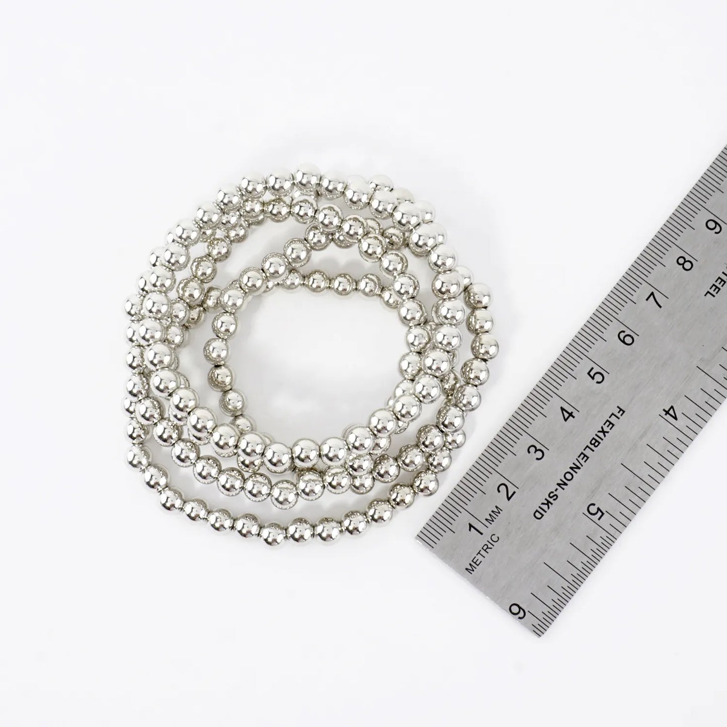 5PC 5mm Metallic Bead Stackable Stretch Bracelet