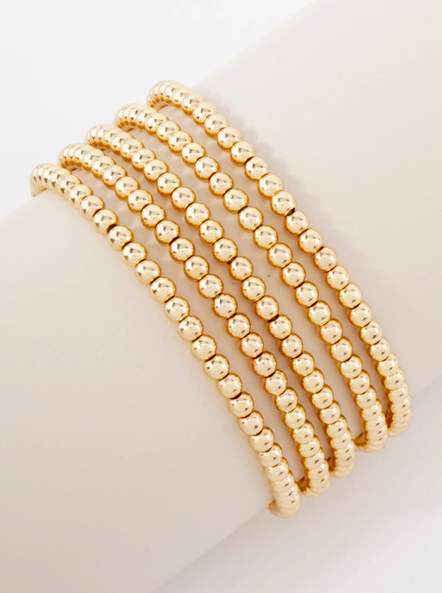 5PC-Set Metallic Beads Stackable Stretch Bracelets