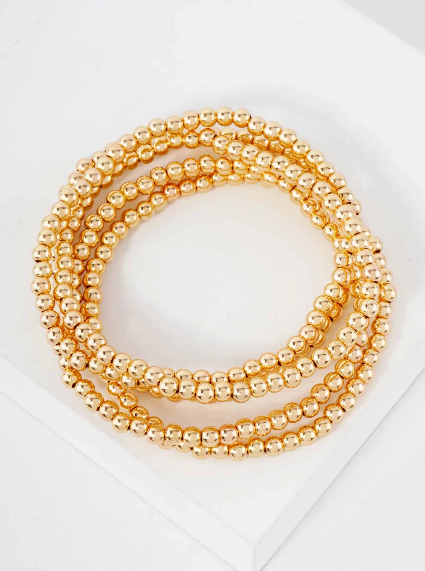 5PC-Set Metallic Beads Stackable Stretch Bracelets