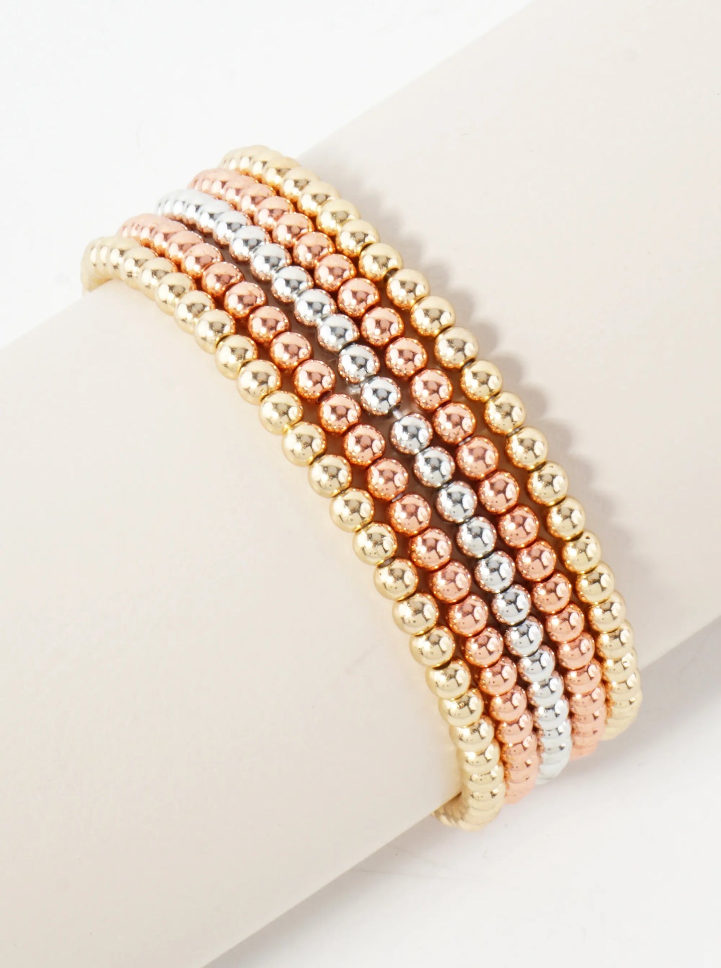 5PC-Set Metallic Beads Stackable Stretch Bracelets