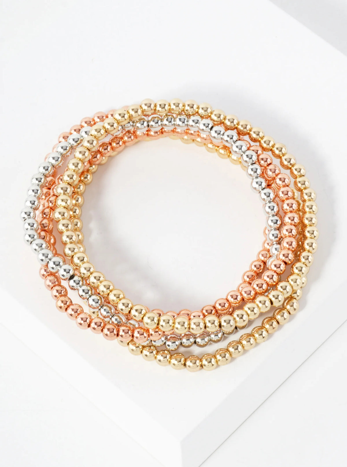 5PC-Set Metallic Beads Stackable Stretch Bracelets