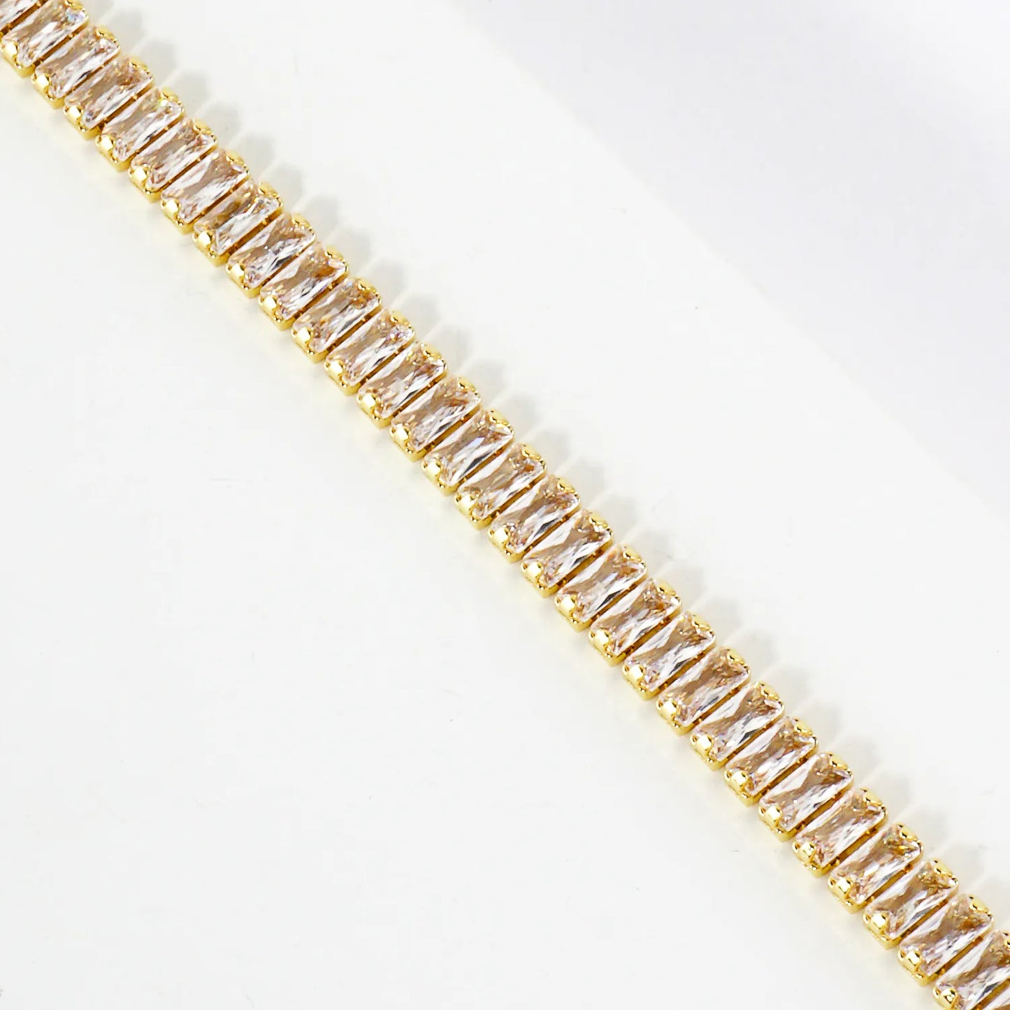 5mm Baguette Pave-Set Cubic-Zirconia 7-Inch Brass Tennis Bracelet