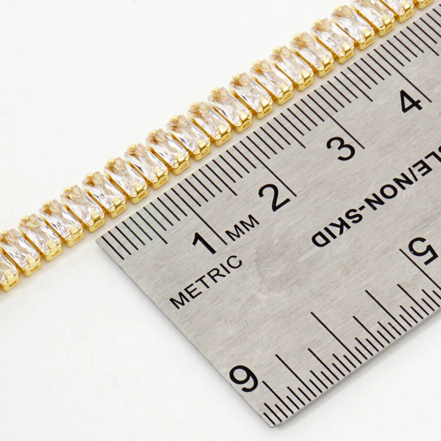 5mm Baguette Pave-Set Cubic-Zirconia 7-Inch Brass Tennis Bracelet