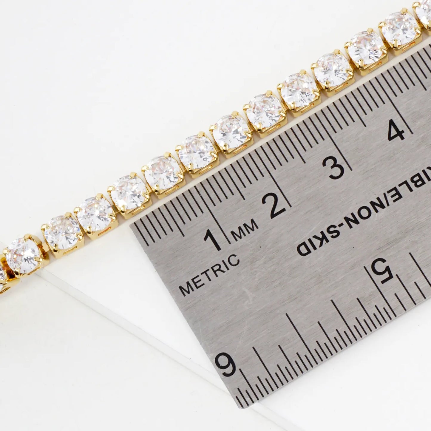 5mm Square Cubic-Zirconia Brass Tennis Bracelet