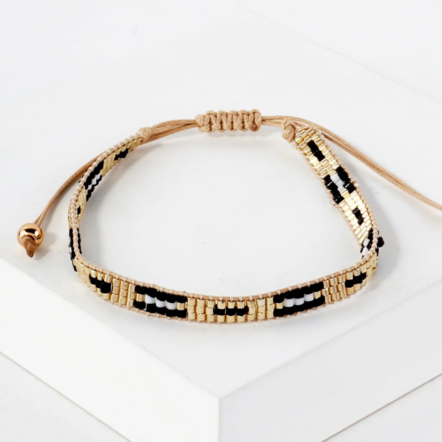 5mm Wide Seed-Beaded Adjustable Pull-Tie Bracelet