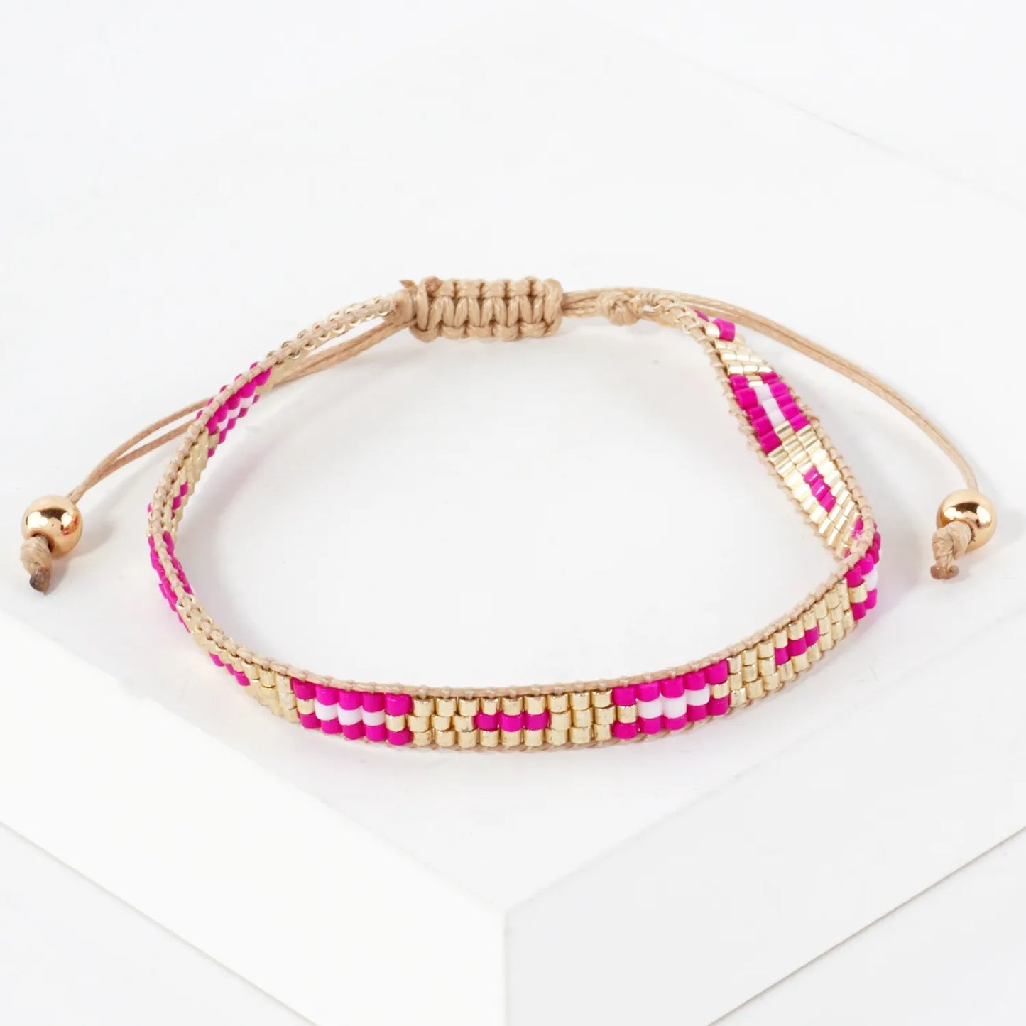 5mm Wide Seed-Beaded Adjustable Pull-Tie Bracelet