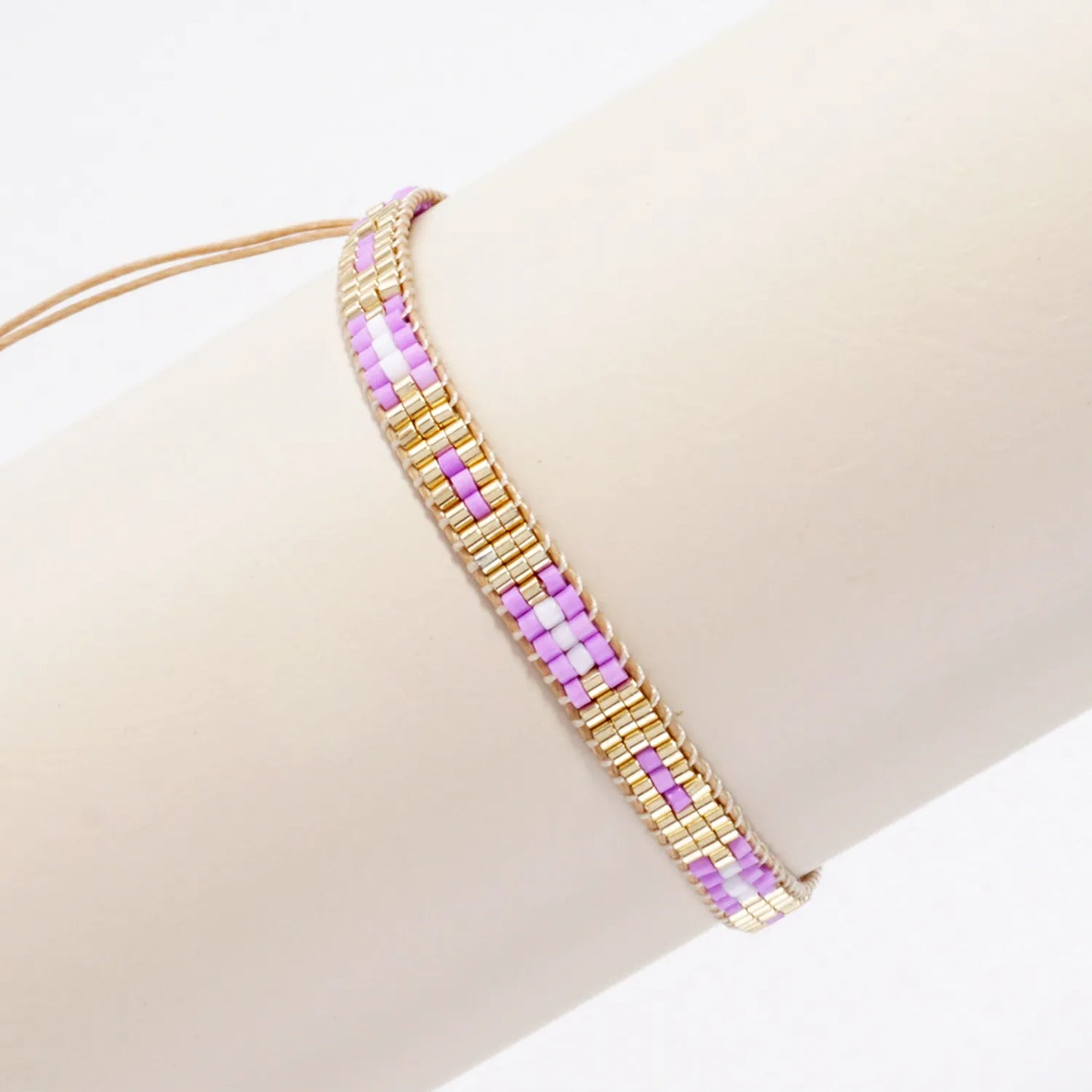 5mm Wide Seed-Beaded Adjustable Pull-Tie Bracelet