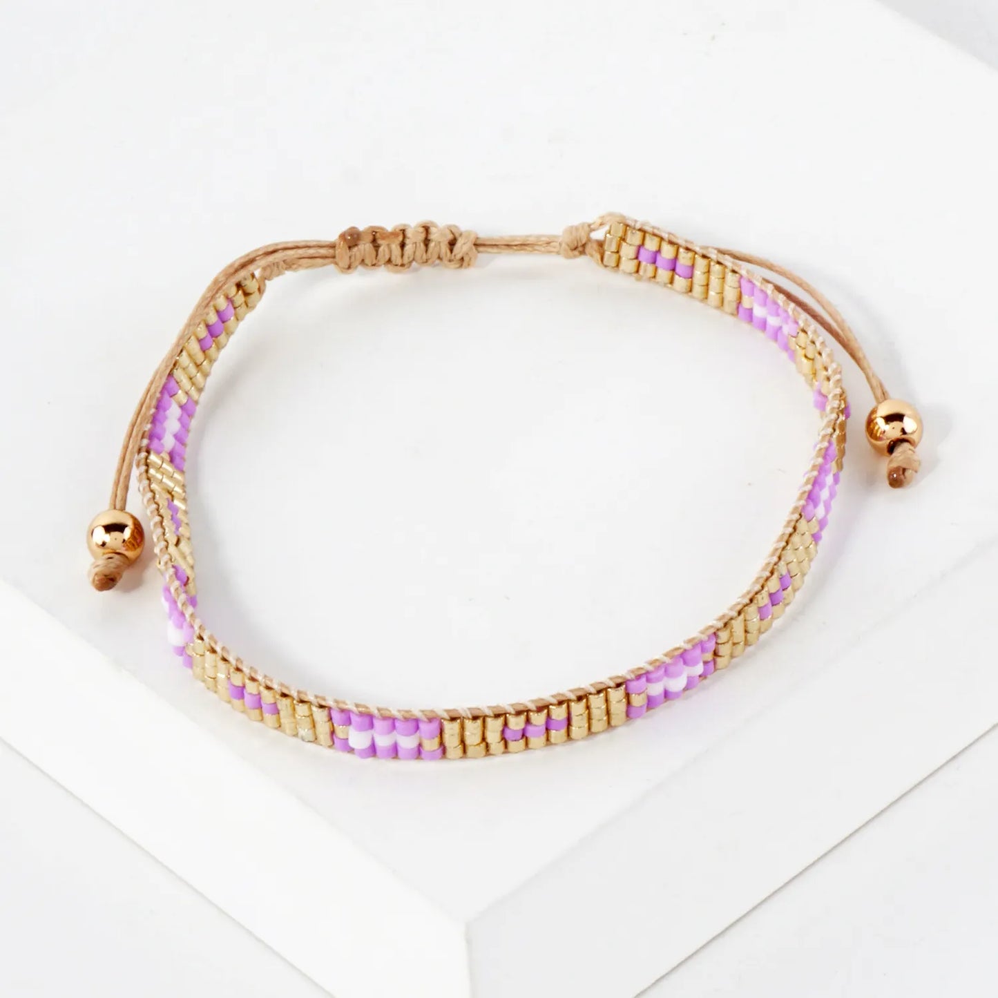 5mm Wide Seed-Beaded Adjustable Pull-Tie Bracelet